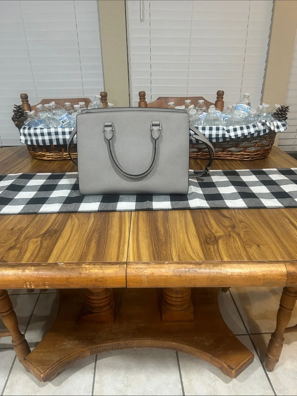 New W/O Tags Michael Kors Light Gray Saffiano Leather Satchel